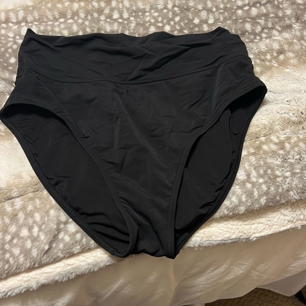 Elegant Black Women's High-Rise Bikini Bottom